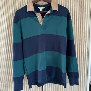 Color block Striped Polo Shirt - Navy and Teal